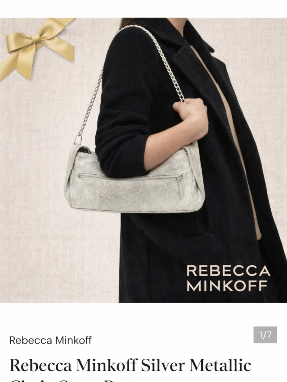 Rebecca Minkoff Silver Metallic Chain Strap Shoulder Bag